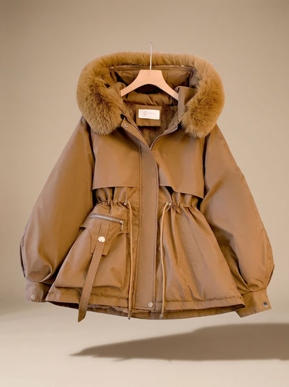 Rosie | Women's Hooded Faux-Fur Drawstring Puffer Jacket for Winter