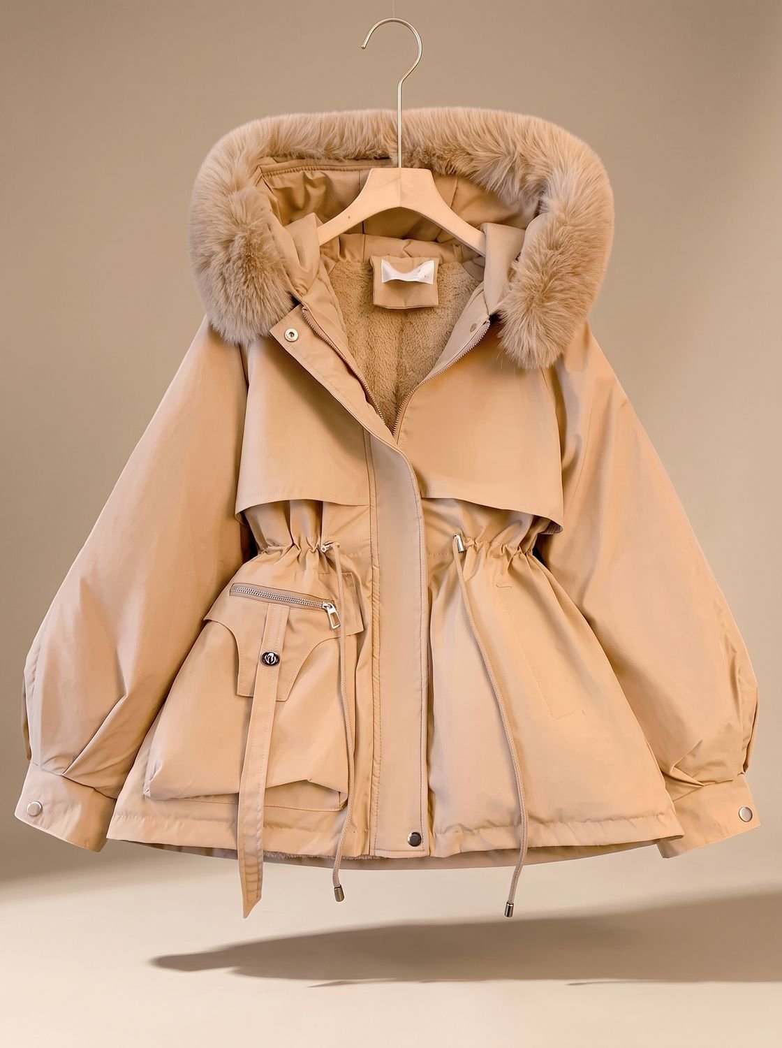 Rosie | Women's Hooded Faux-Fur Drawstring Puffer Jacket for Winter