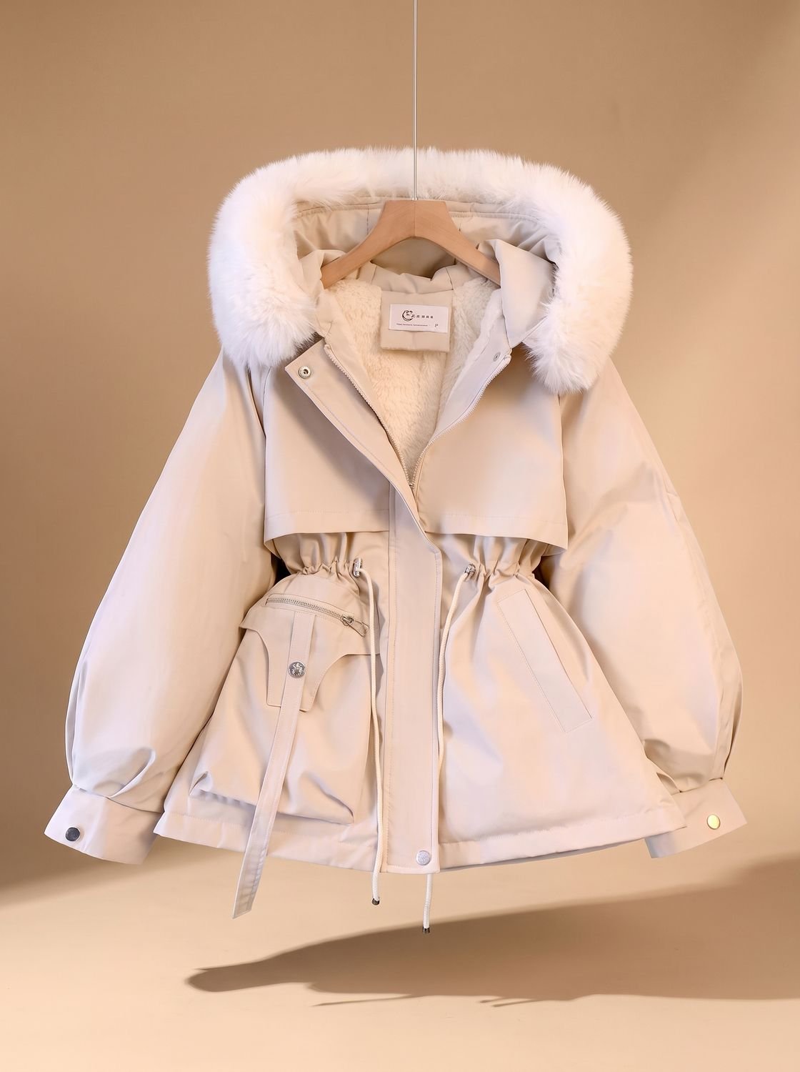 Rosie | Women's Hooded Faux-Fur Drawstring Puffer Jacket for Winter