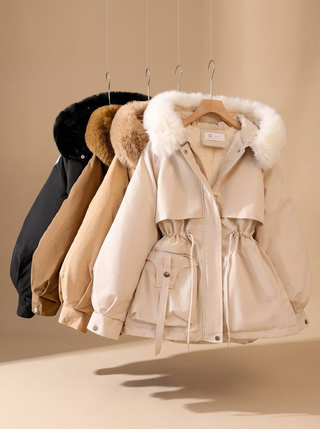 Rosie | Women's Hooded Faux-Fur Drawstring Puffer Jacket for Winter