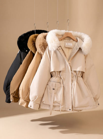 Rosie | Women's Hooded Faux-Fur Drawstring Puffer Jacket for Winter