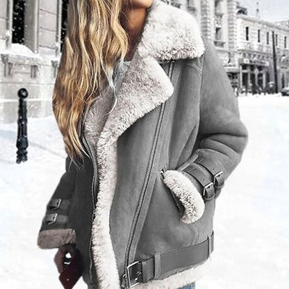 Gemma | Women's Faux Fur-Lined Shearling Moto Jacket