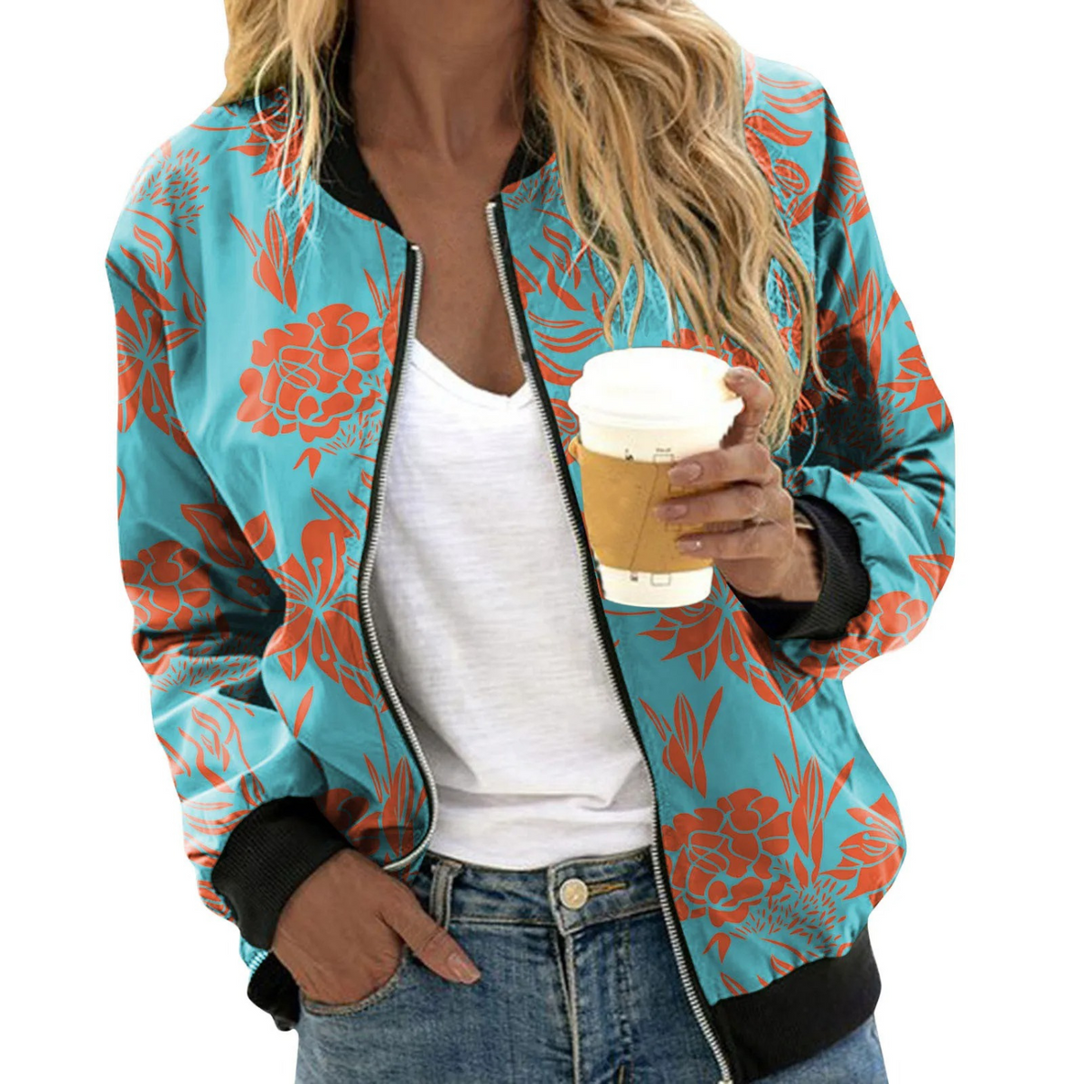 Annabel | Women's Chic Floral Print Bomber Jacket