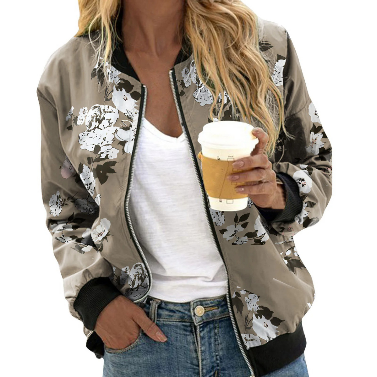 Annabel | Women's Chic Floral Print Bomber Jacket