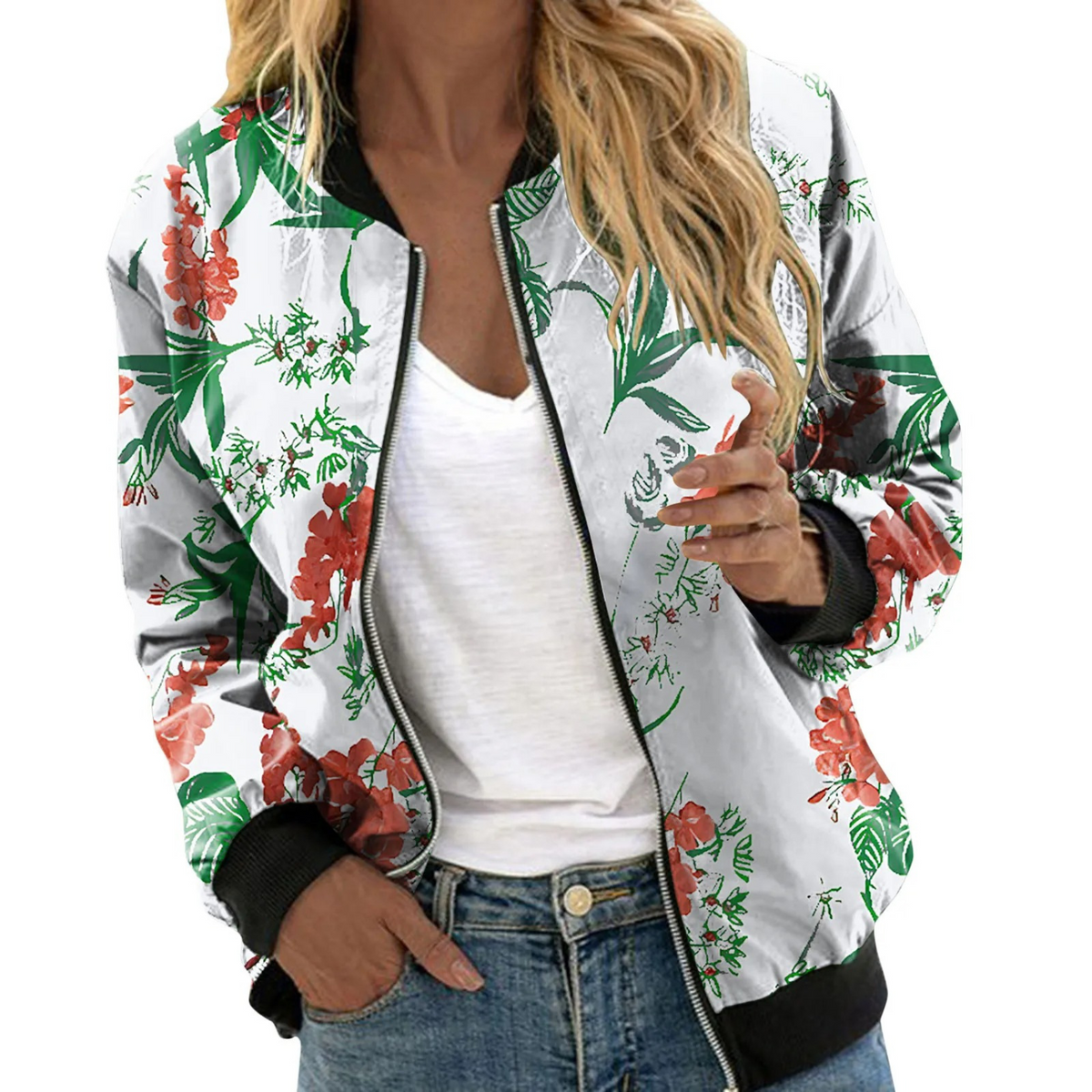 Annabel | Women's Chic Floral Print Bomber Jacket