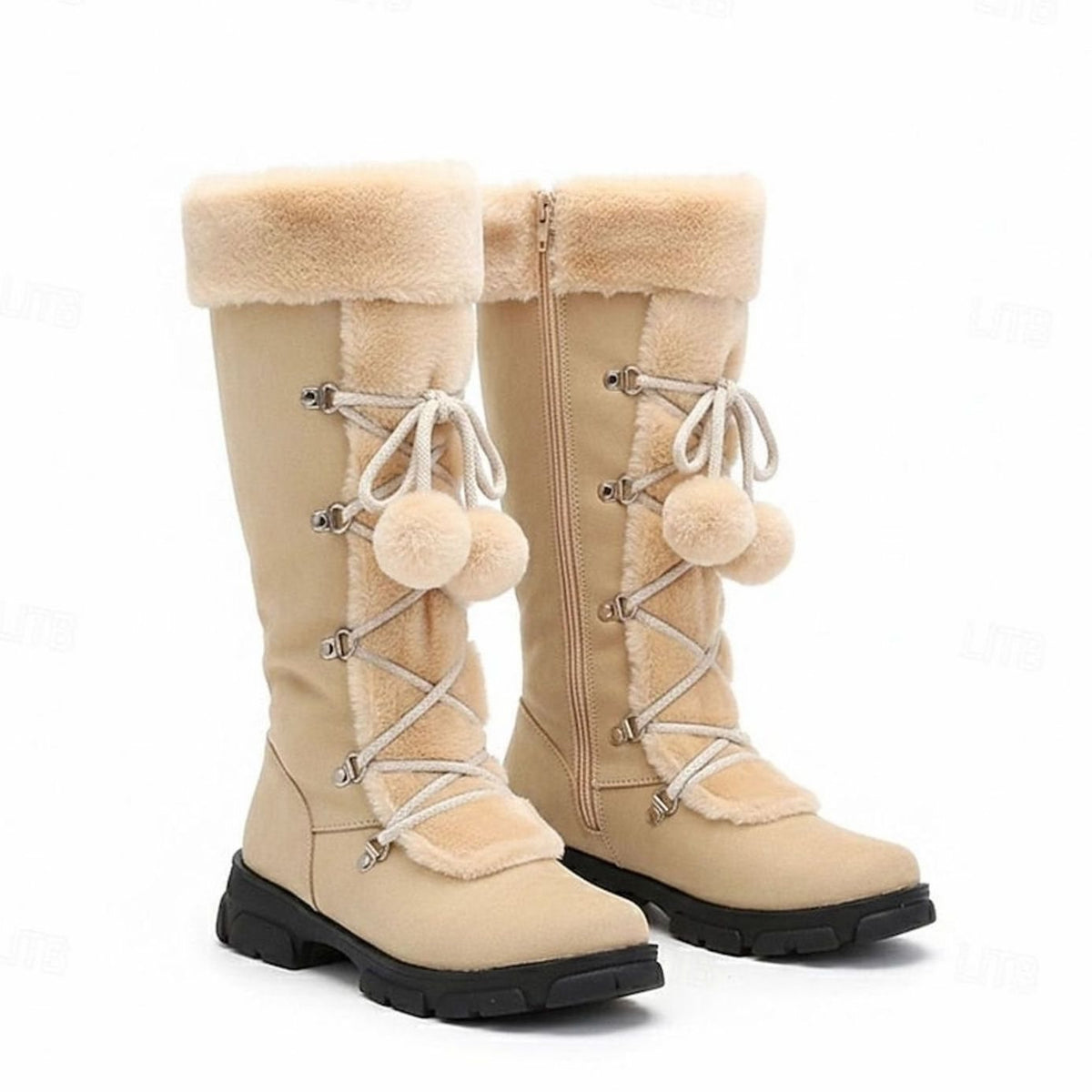 Beatrice | Women's Faux Fur-Trimmed Lace-Up Mid-Calf Winter Snow Boots