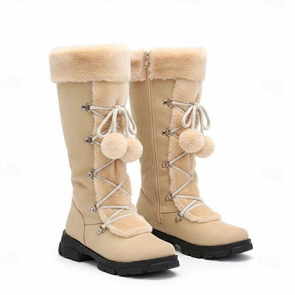 Beatrice | Women's Faux Fur-Trimmed Lace-Up Mid-Calf Winter Snow Boots