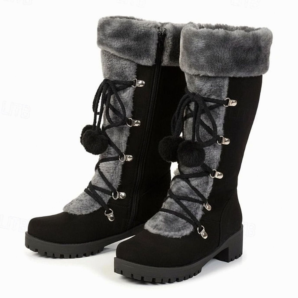 Beatrice | Women's Faux Fur-Trimmed Lace-Up Mid-Calf Winter Snow Boots