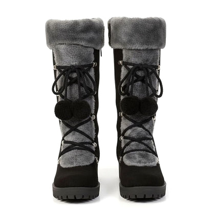 Beatrice | Women's Faux Fur-Trimmed Lace-Up Mid-Calf Winter Snow Boots