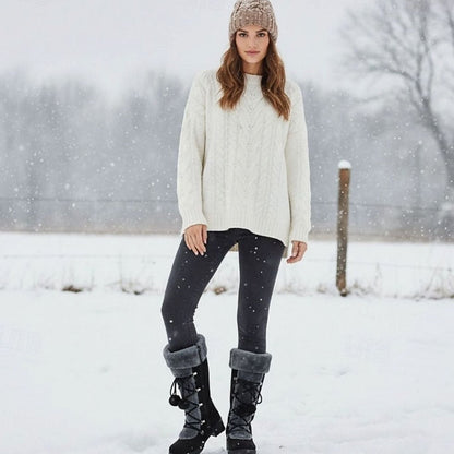 Beatrice | Women's Faux Fur-Trimmed Lace-Up Mid-Calf Winter Snow Boots