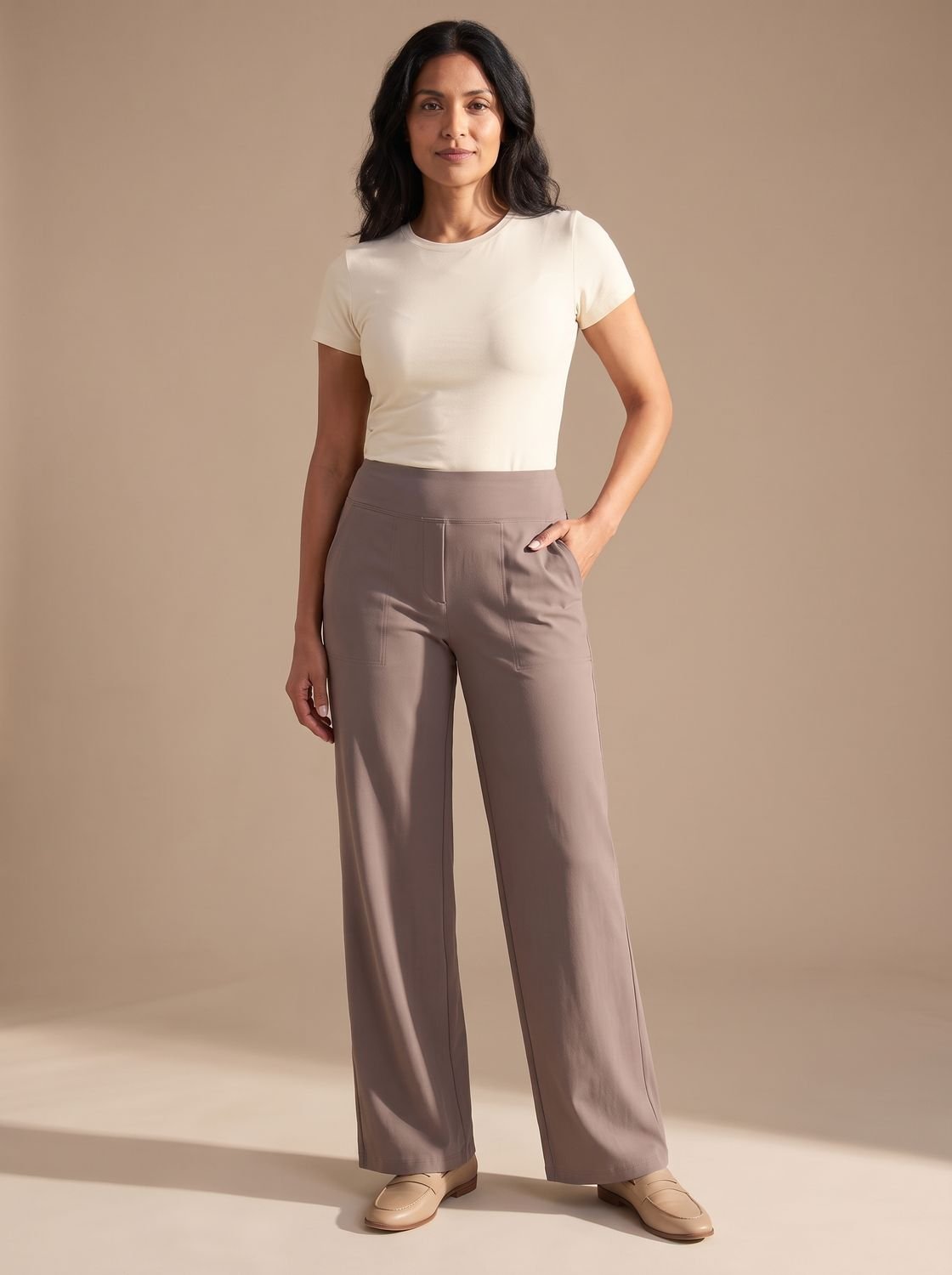 Sienna | Women's High-Waisted Dressy Wide-Leg Trousers with Pockets