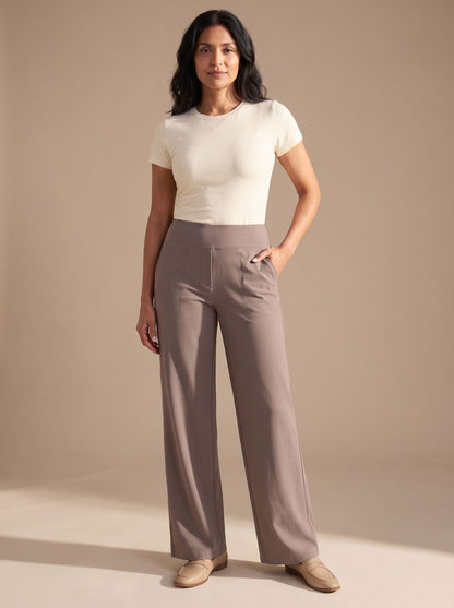 Sienna | Women's High-Waisted Dressy Wide-Leg Trousers with Pockets