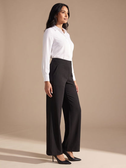 Sienna | Women's High-Waisted Dressy Wide-Leg Trousers with Pockets