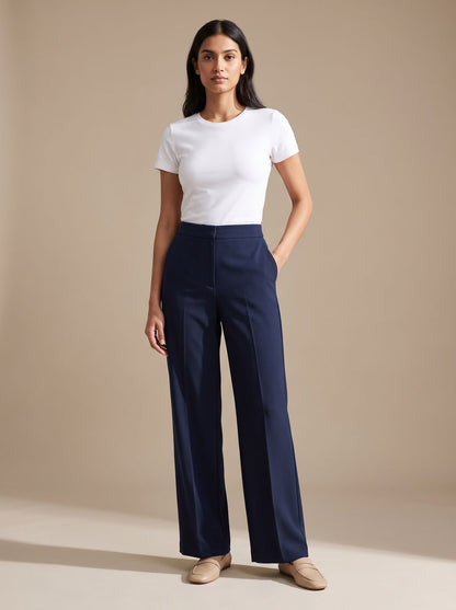 Sienna | Women's High-Waisted Dressy Wide-Leg Trousers with Pockets