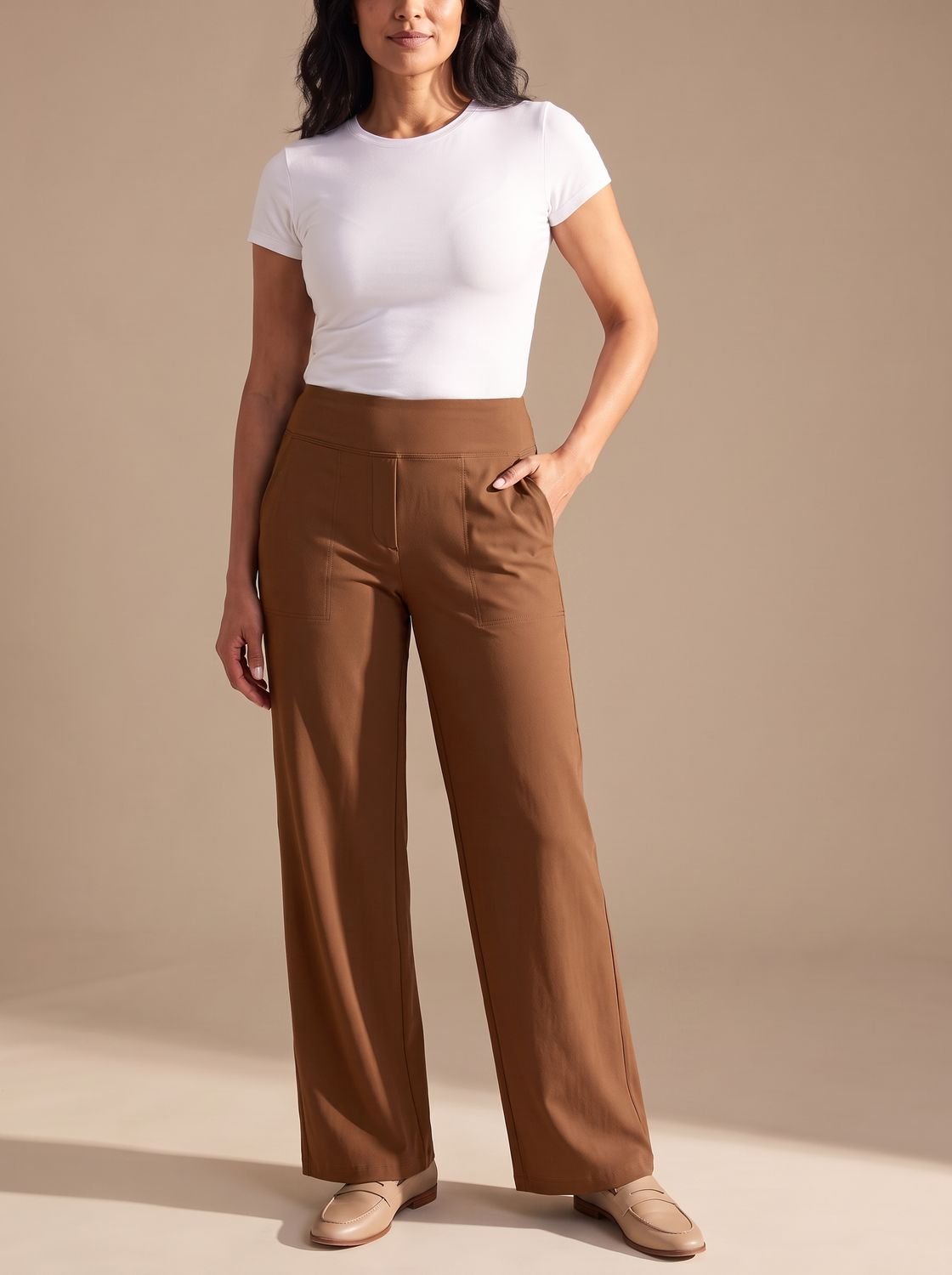 Sienna | Women's High-Waisted Dressy Wide-Leg Trousers with Pockets