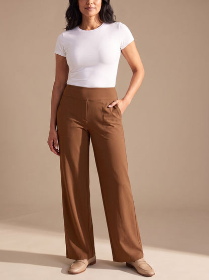 Sienna | Women's High-Waisted Dressy Wide-Leg Trousers with Pockets