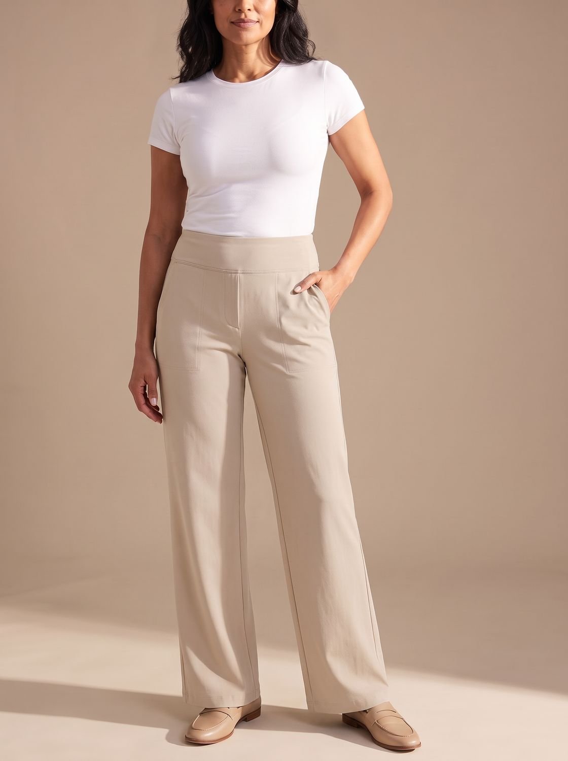 Sienna | Women's High-Waisted Dressy Wide-Leg Trousers with Pockets