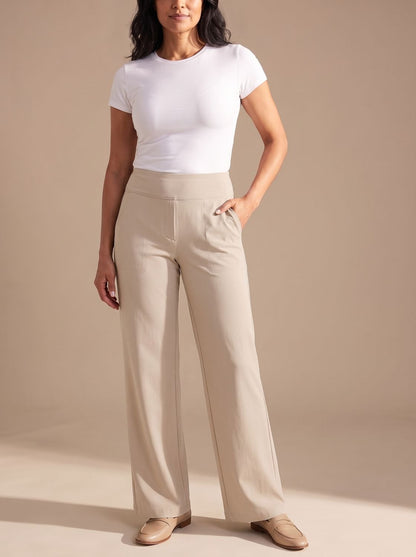 Sienna | Women's High-Waisted Dressy Wide-Leg Trousers with Pockets