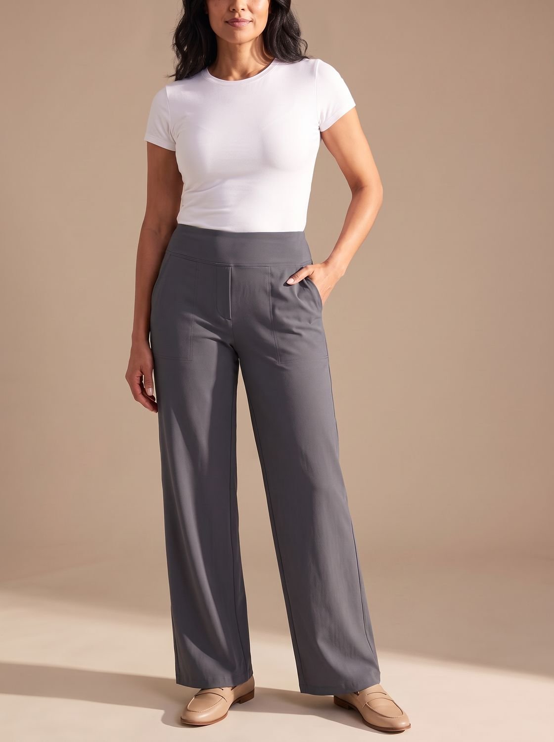 Sienna | Women's High-Waisted Dressy Wide-Leg Trousers with Pockets