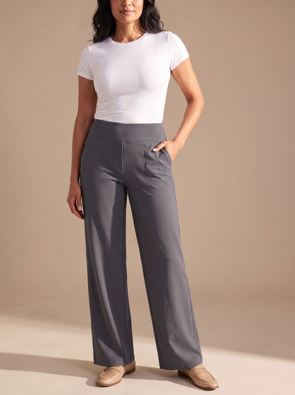 Sienna | Women's High-Waisted Dressy Wide-Leg Trousers with Pockets