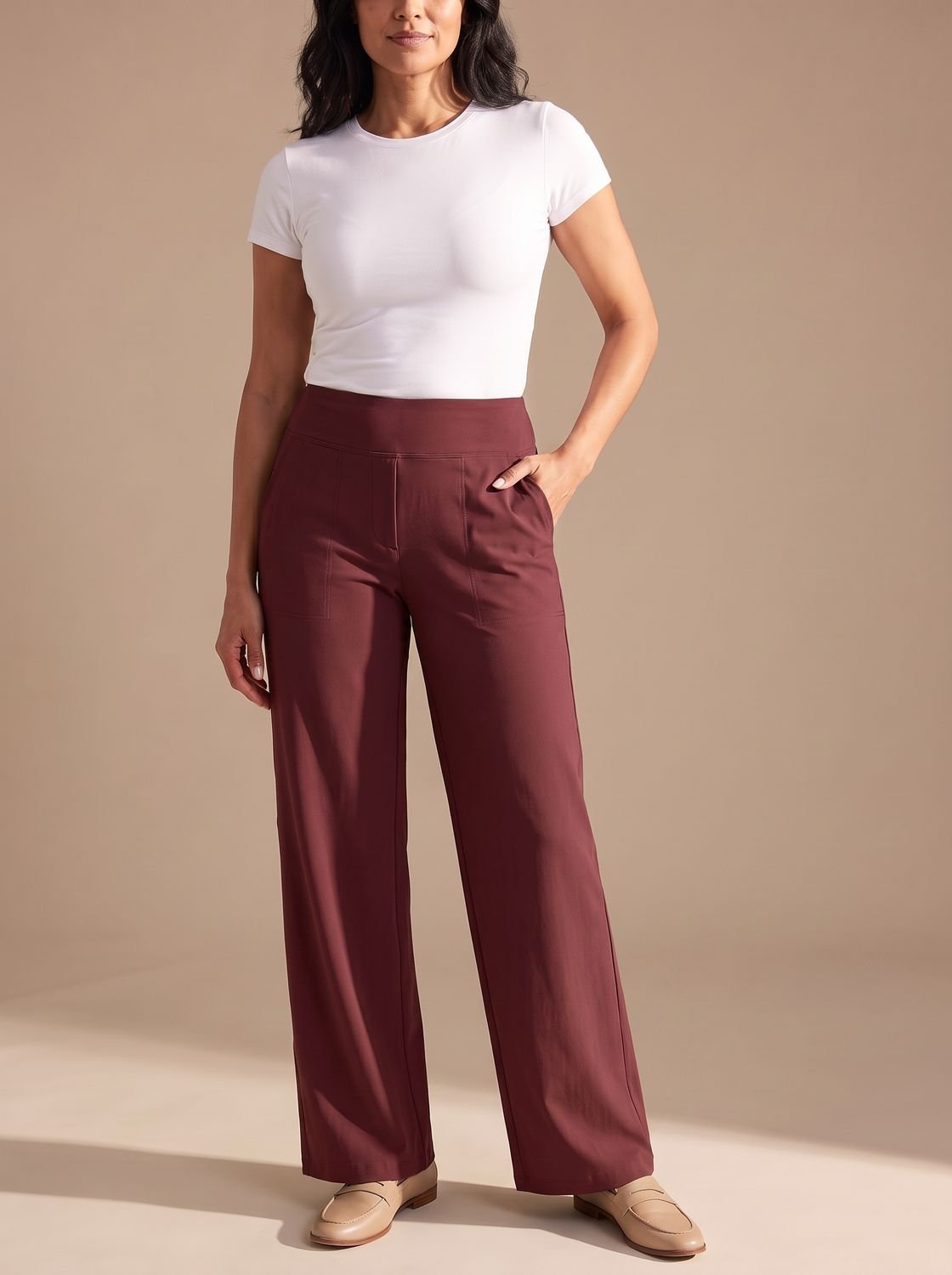 Sienna | Women's High-Waisted Dressy Wide-Leg Trousers with Pockets