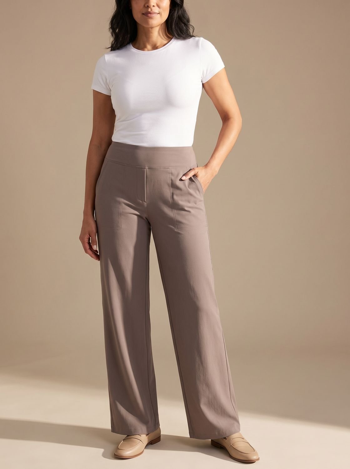 Sienna | Women's High-Waisted Dressy Wide-Leg Trousers with Pockets