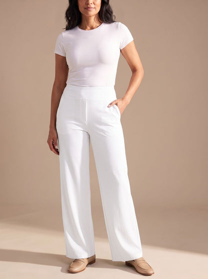 Sienna | Women's High-Waisted Dressy Wide-Leg Trousers with Pockets