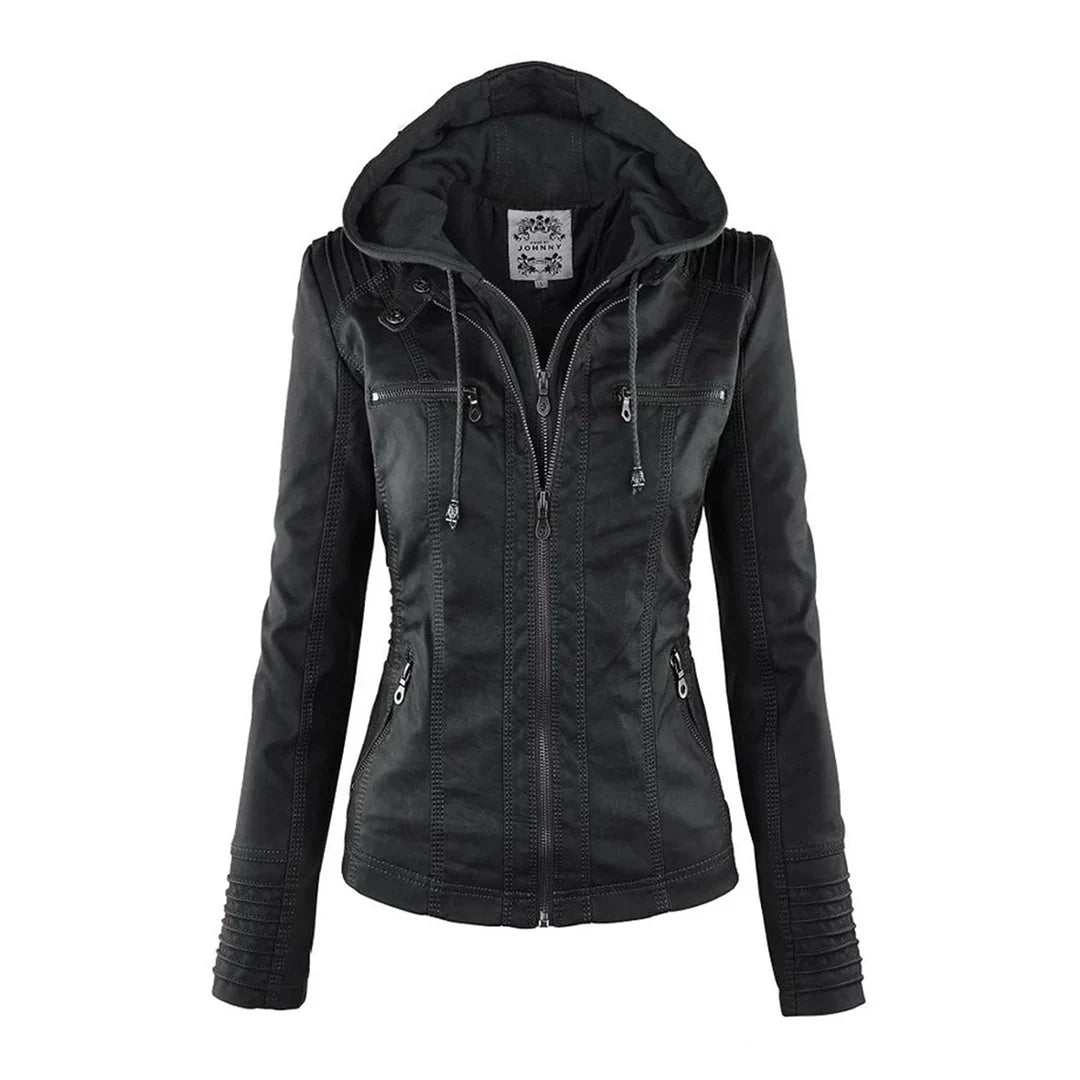 Poppy | Women's Hooded Moto Biker Jacket
