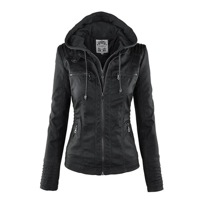 Poppy | Women's Hooded Moto Biker Jacket