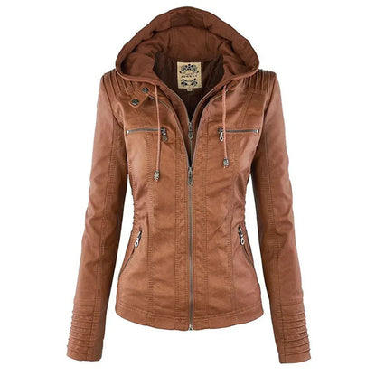 Poppy | Women's Hooded Moto Biker Jacket