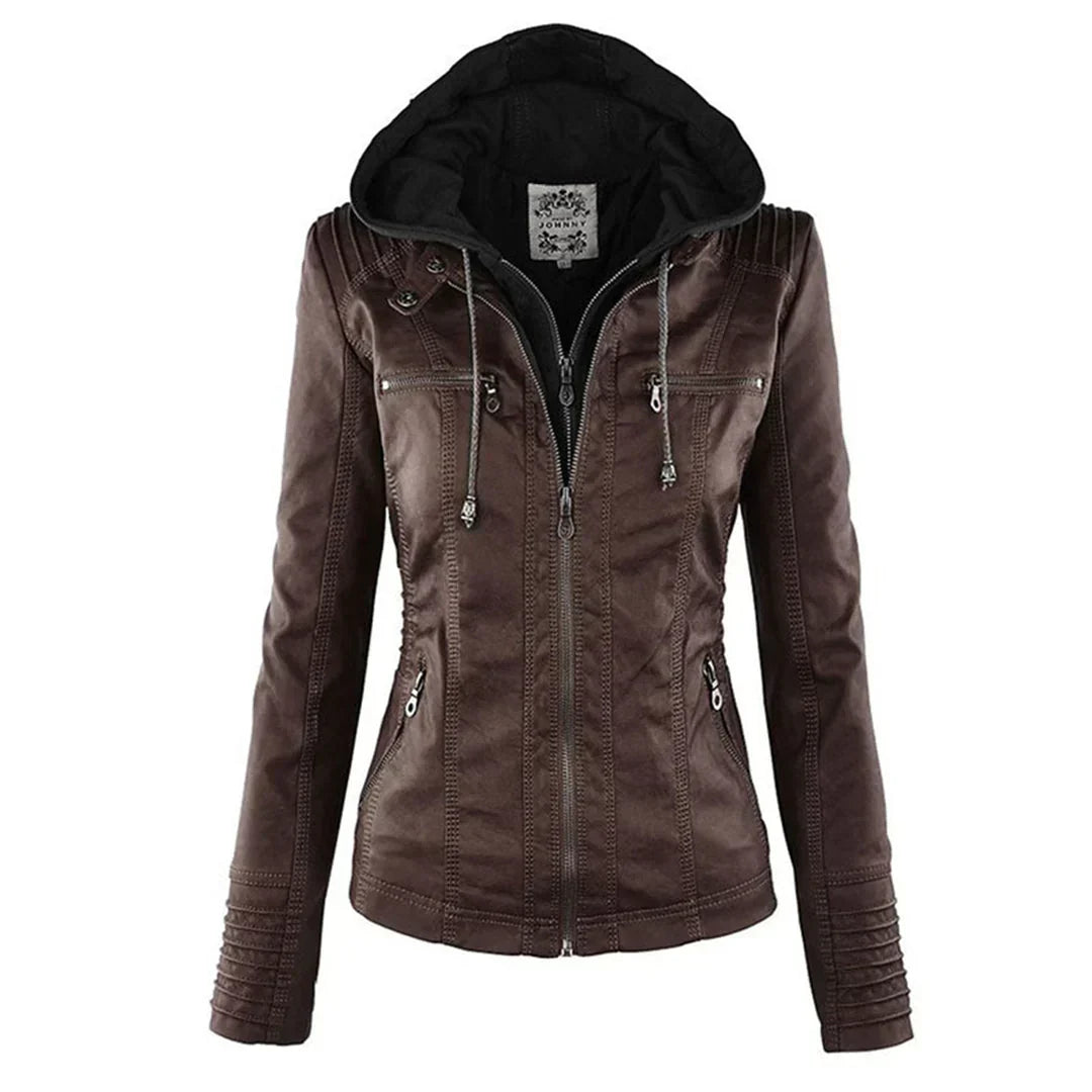 Poppy | Women's Hooded Moto Biker Jacket