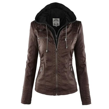Poppy | Women's Hooded Moto Biker Jacket