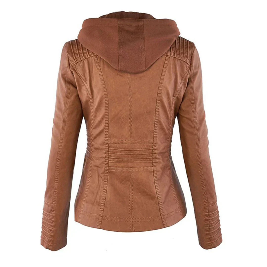 Poppy | Women's Hooded Moto Biker Jacket