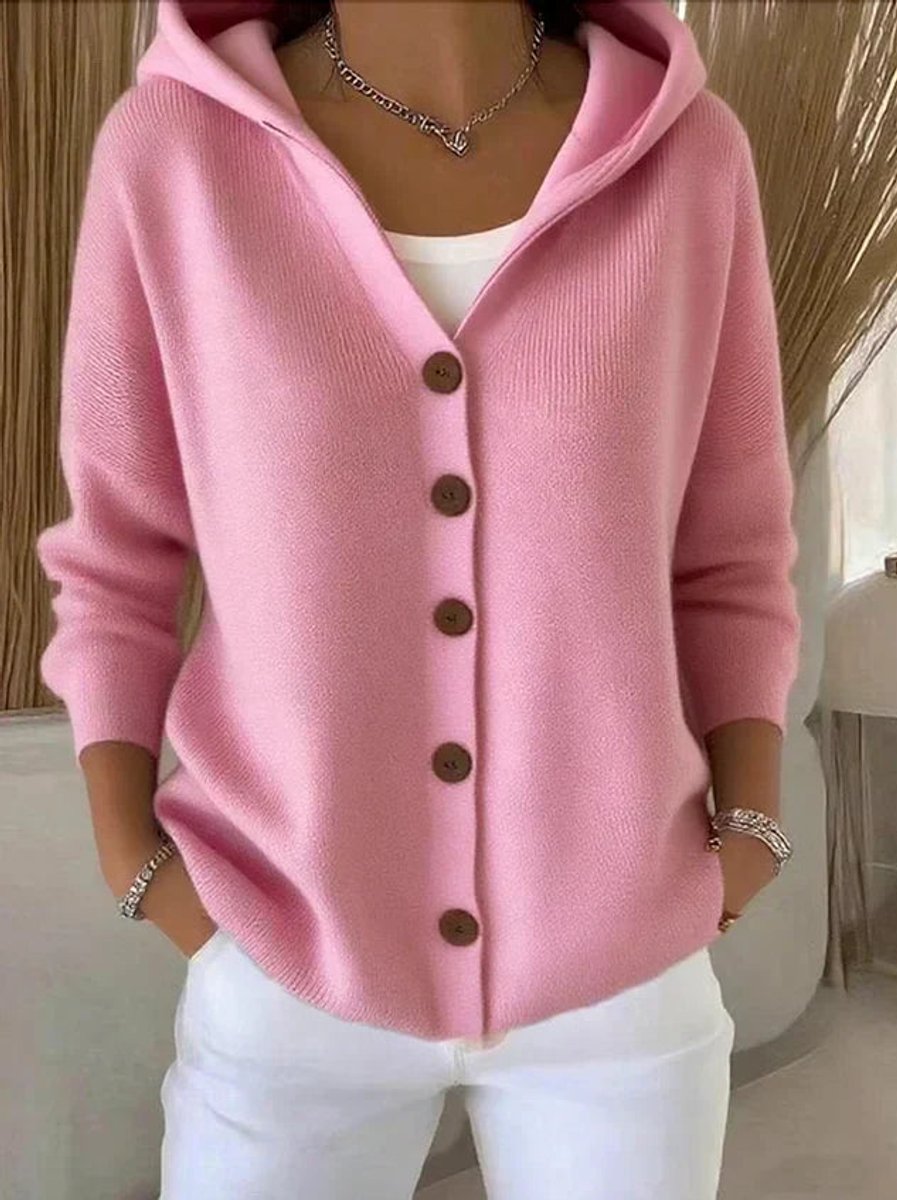 Charlotte | Women's Cosy Hooded Button-Front Relaxed-Fit Knit Cardigan for Winter