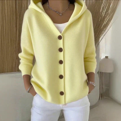Charlotte | Women's Cosy Hooded Button-Front Relaxed-Fit Knit Cardigan for Winter