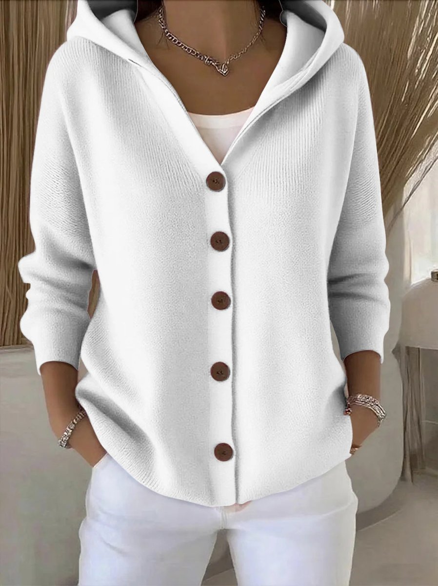Charlotte | Women's Cosy Hooded Button-Front Relaxed-Fit Knit Cardigan for Winter