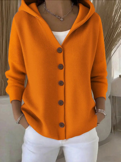 Charlotte | Women's Cosy Hooded Button-Front Relaxed-Fit Knit Cardigan for Winter