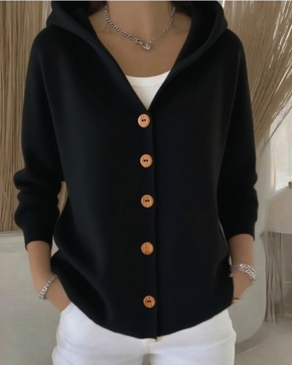 Charlotte | Women's Cosy Hooded Button-Front Relaxed-Fit Knit Cardigan for Winter