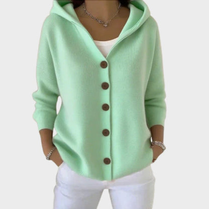 Charlotte | Women's Cosy Hooded Button-Front Relaxed-Fit Knit Cardigan for Winter
