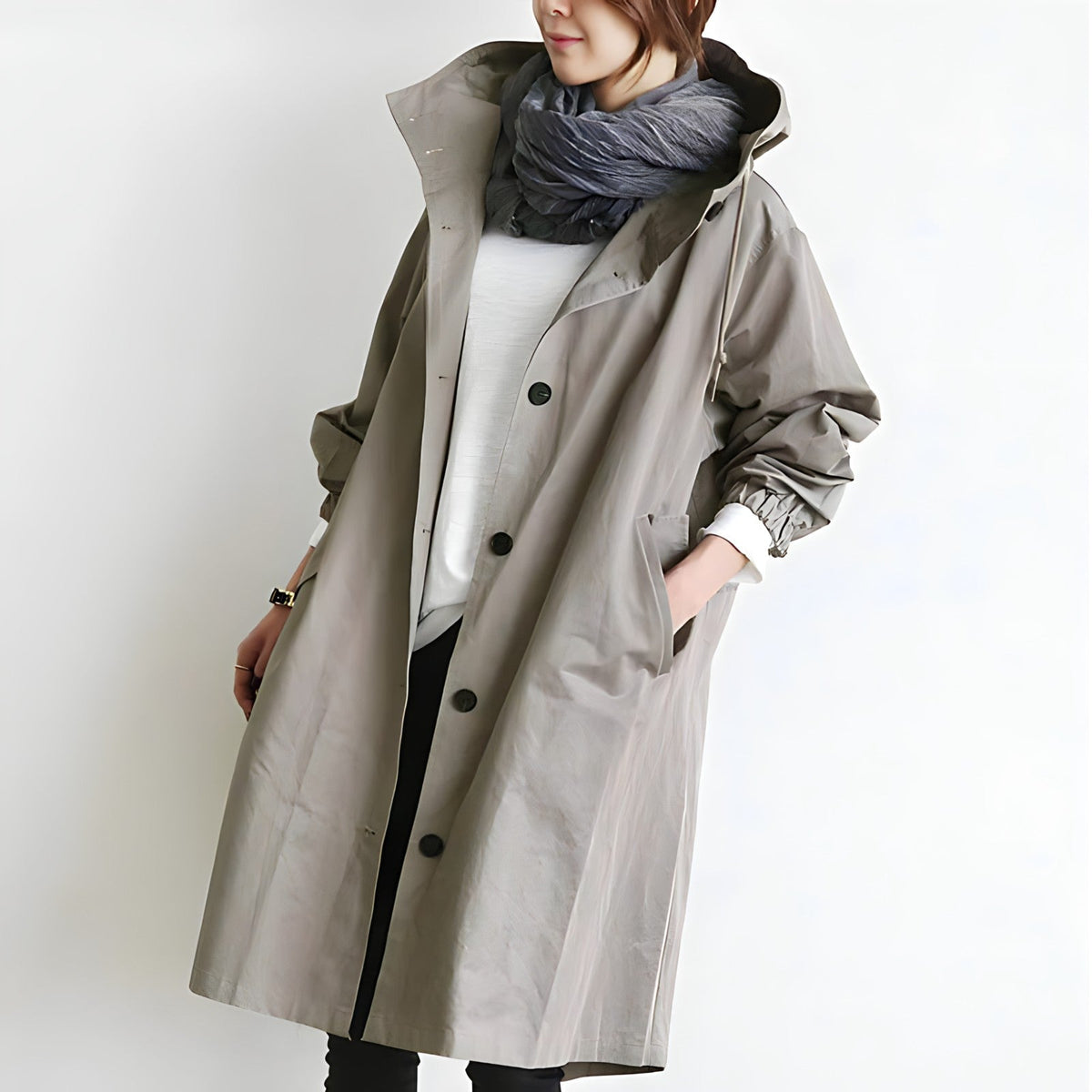 Matilda | Women's Hooded Button-Front Trench Coat