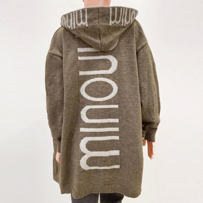 Millie | Women's Cosy Hooded Open-Front Letter-Knit Cardigan for Winter