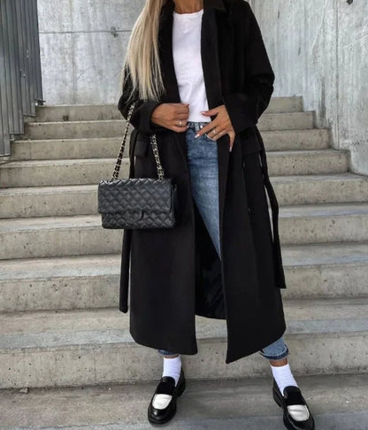 Penny | Women's Elegant Long Double-Breasted Coat for Winter