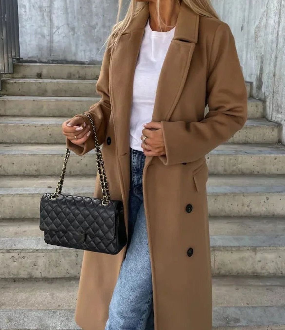 Penny | Women's Elegant Long Double-Breasted Coat for Winter