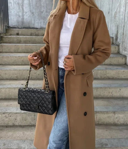 Penny | Women's Elegant Long Double-Breasted Coat for Winter