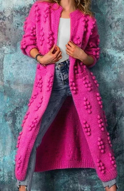 Violet | Women's Long Open-Front Knitted Cardigan for Winter