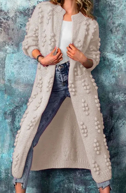 Violet | Women's Long Open-Front Knitted Cardigan for Winter