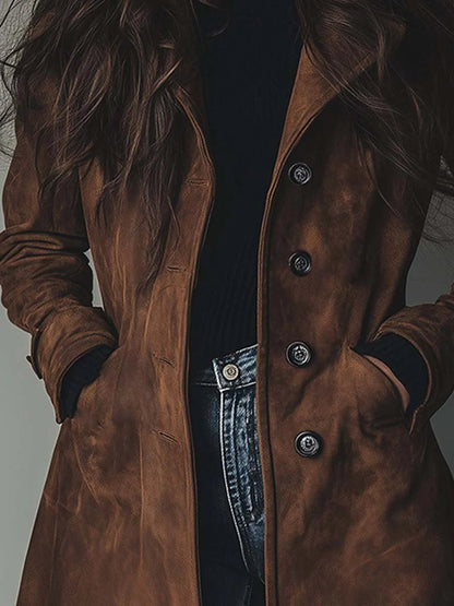 Poppy | Women's Longline Double-Breasted Tailored Trench Coat