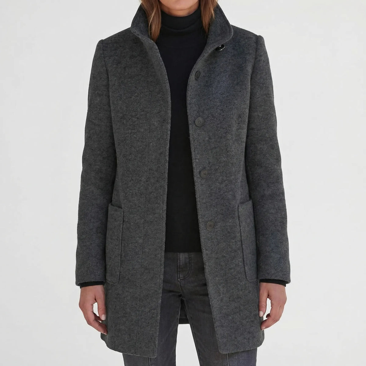 Daisy | Women's Elegant Mid-Length Stand-Collar Coat for Winter