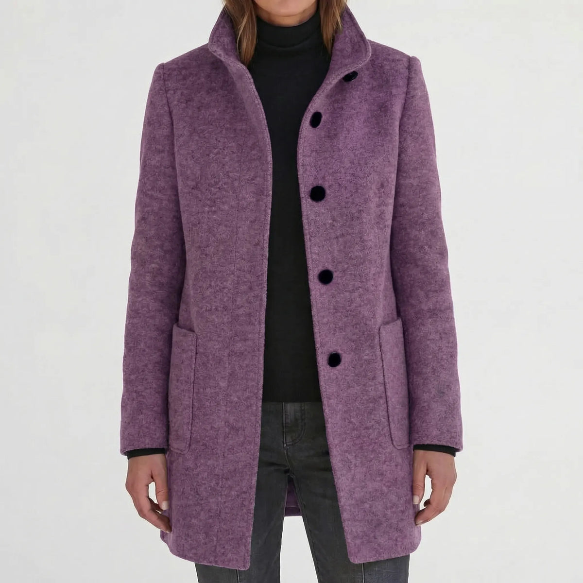 Daisy | Women's Elegant Mid-Length Stand-Collar Coat for Winter
