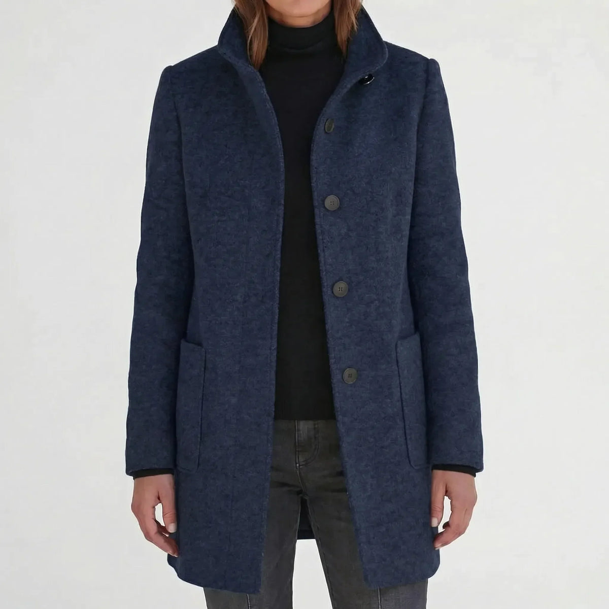 Daisy | Women's Elegant Mid-Length Stand-Collar Coat for Winter